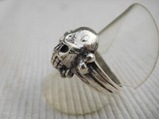 Bague en argent massif, tête de mort dead skull, tour de doigt 59 B1214 lot