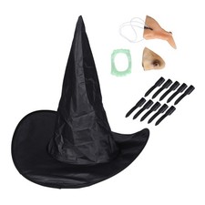  5pcs Assistant Sorcière Kits Hat Jaw Nose Nail Faux Dents pour Halloween Jouer