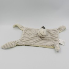 Doudou plat zèbre gris jaune