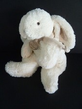 99. DOUDOU ET COMPAGNIE PELUCHE LAPIN BONBON BLANC BEIGE TAUPE NOEUD TTBE