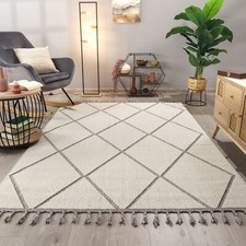 Tapis Pile Courte Chambre Adulte Salon Bohème Scandi Franges