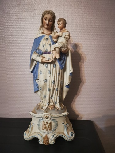 Statue biscuit vierge xxème - statue,