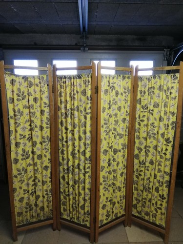 Paravent bois tissu - bois, et