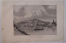 * gravure sur bois dessin Benoist : confluent Sambre et Meuse à Namur 1879