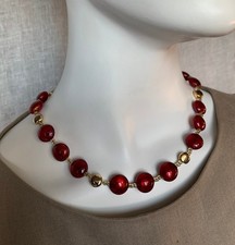 Collier et bracelet  ANTICA MURRINA - Doré et rouge - PERLES DE MURANO de VENISE