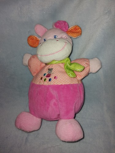 Doudou peluche vache rose - peluche,