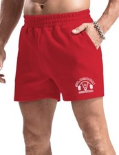 Homme Shorts de Sport athlétisme Bodybuilding Shorts Poche 5“ Coton Rouge M