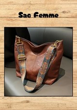 Grand sac à bandoulière bohème pour femme marron synthétique TT-00003