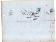 LETTRE ANCIENNE AVEC COURRIER AMIENS POUR VIVIER AU COURT ARDENNES 1872