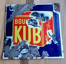 Ancienne Petite Plaque Emaillée Bombée Bouillon Kub ALSACIENNE  STRASBOURG