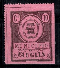 Fauglia - Neuf ** 100% Italie fiscal 10 cents, Mairie, Noir/Rose
