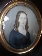 Peinture Miniature-Portrait femme -École française  XIXe-cadre -painting