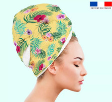 Serviette turban cheveux motif fleur tropicale