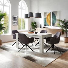 Chaise de Salle à Manger 4 Chaises Velours Gris Fauteuil Pivotante Homestyle4u