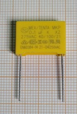 Condensateur MEX/TENTA MKP classe X2 0.1uF 0.1µF 100nF K 250V entraxe 15 mm