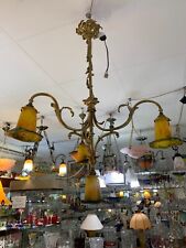 Lustre 4 tulipes Pâte de verre  Signé Muller Frères