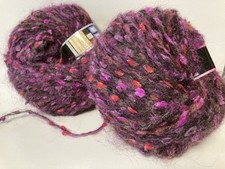 lot de 10 pelotes de laine Mohair Fantaisie Violet Pompons Colorés