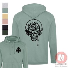 Hoodie Zippé En Polycoton Pour Adultes Avec Tête De Mort Et Casque Grunge Y2K