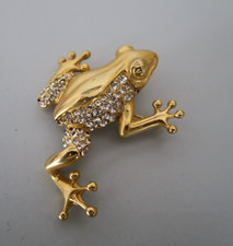 Broche Grenouille Métal doré et brillants 7 x 5,5 cm