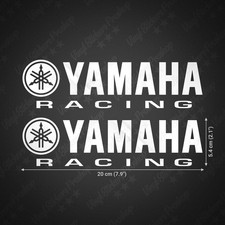 Kit 2 Stickers YAMAHA Racing 20 cm BLANC Brillant réservoir tuning autocollant