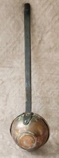 Ancienne grande louche en cuivre 1/2  ronde manche fer forgé Vintage Décoration 