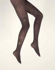 Berthe aux Grands Pieds - Collants prune et poissons  jaune