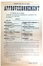 Grande affiche APPROVISIONNEMENT - préfecture de la Seine - 1940's   62x43 cm