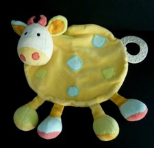 M. DOUDOU PLAT BABYSUN VACHE JAUNE ROSE BLEU VERT ANNEAU DENTITION GRELOT TTBE