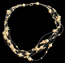 COLLIER 7 RANGS DE PERLES FIL NYLON NEUF