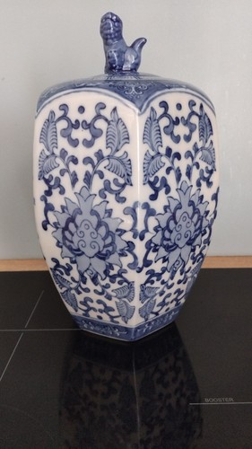 Vase blanc bleu porcelaine - vase,