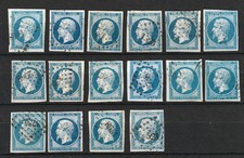 France, lot de 16 timbres Empire YT n° 14, oblitérés
