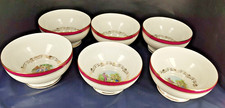 lot de 6 bols , Porcelaine EN BERRY Avec Pâte de LIMOGES   décor Pompadour