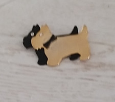 BROCHE 2 CHIENS DORE ET NOIR ET STRASS
