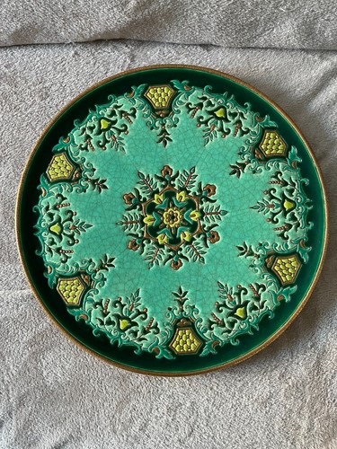 Grand plat vert - émaux, longwy