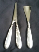 Anciens Detendeur Gants+Chausse Pied Argent-Silver Gloves Stretcher+Shoe Horn  
