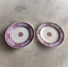 5 ASSIETTES TERRE DE FER VIOLET  XIXème  BOURGEOIS GRAND DÉPÔT PARIS