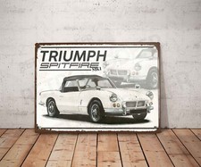 Plaque métal vintage triumph spitfire Enseigne Garage Décoration mk1 Déco