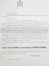 GRIVEL Chappuis Rozieres FAIRE PART Longueil SAMPIGNY Chifflet Kueting 1893