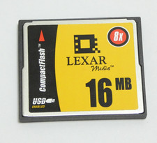 CARTE MEMOIRE COMPACTFLASH 16 MB LEXAR CF APPAREIL PHOTOS VINTAGE OCCASION TESTE