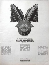 PUBLICITÉ DE PRESSE 1924 HISPANO-SUIZA MOTEUR D'AVIATION 450 CVTYPE V