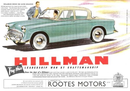 1956 car hillman - ad, roots