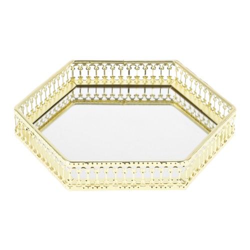 Plateau miroir hexagonal - plateau, miroir,