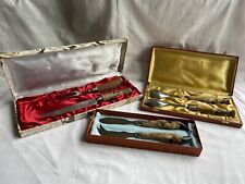 Ensemble de 3 coffrets de couverts, 1en corne de cerf, 2en pied de biche, chasse