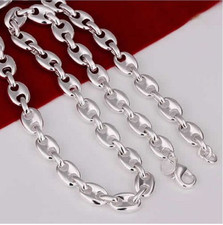 Chaine collier maille grain de café plaqué argent mixte homme femme 60 cm 8 mm