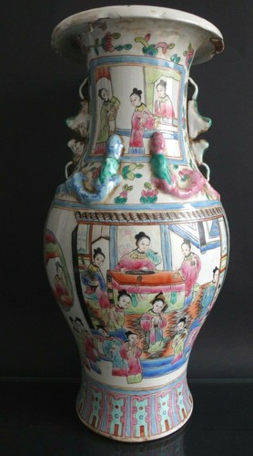 Grand vase chine famille - , rose