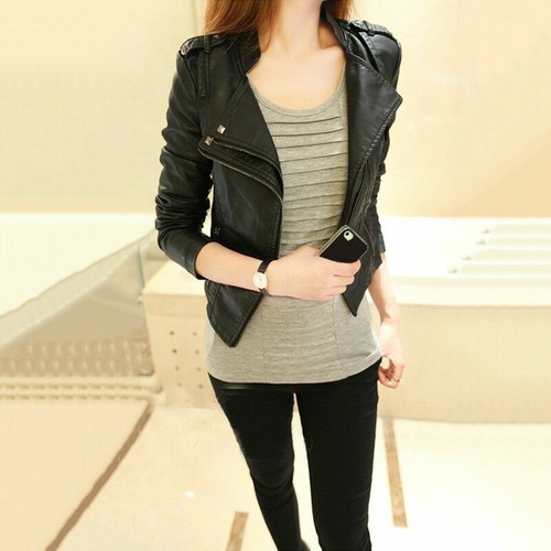 Femme simili cuir blouson - cuir,