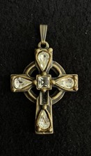 Croix Celte Avec Cristaux Swarovski ,Métal Basse Fusion,Traitement Bronze Vieill