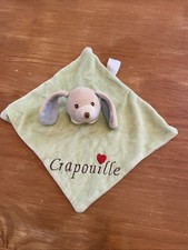 Doudou Plat Carré Sandy Chien Lapin Crapouille Vert Pomme Bleu Coeur Rouge Col