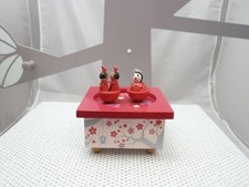 Trousselier boite à musique bois peint manège coccinelles rouges 13 cmx 8 cm env