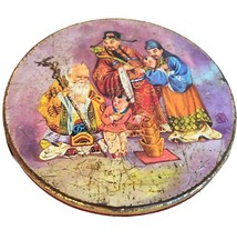 ANCIENNE GRANDE BOITE A BONBONS  COQ BLANC EN MÉTAL 